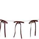 6Ft Burgundy Velvet Christmas Bow Garland Pre-String Coquette Bow with Vintage Bell Ribbon Banner for Christmas Tree Hanging Decoration Xmas Fireplace Staircase Fireplace Ornament (Wine Red)