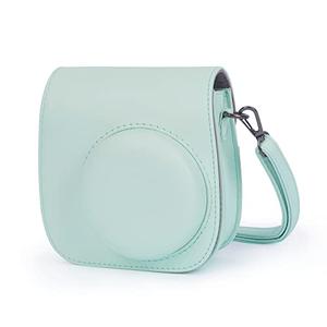 Phetium Instant mini 12 Camera Protective Case Compatible with Instax Mini 12 11,PU Leather Bag with Pocket and Adjustable Shoulder Strap (Mint Green)