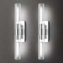 Nickle Wall Sconce Wall Sconces Set of Two, 22.8" Vanity Lights for Bathroom, Silver Sconces Wall Lighting 2-Light, Modern Wall Lights for Bedroom Living Room Bathroom Hallway