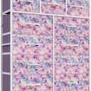 WLIVE Tall Dresser for Bedroom, 11 Drawer Chest of Drawers, Tie-dye Purple Print, 11.73"D x 35.63"W x 42.24"H