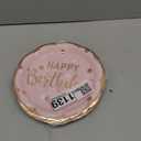 LeZakaa 25Pcs Birthday Paper Plates - Happy Birthday Lettering in Pink Rose Gold Foil Design Disposable Party Plates Decorative Tableware Supplies Table Decor - 9 Inch