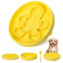 PetZee 2 in 1 Slow Feeder Dog Bowls with Suction Cups,Silicone Lick Mat for Dogs-DIY Wet Food & Dishwasher Safe, Slow Feeder Bowl for Cats Dog, Lemon, Spatula+UU Bowl+Divided Lick Pad Pack of 2