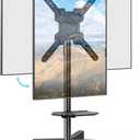 ELIVED Rolling TV Stand for Most 23"-60" TVs, Mobile TV Cart 90 Rotation Landscape to Portrait, Height Adjustable Floor TV Stand with Extendable Base, Max VESA 400x400mm, Up to 77 Lbs, YD2114B