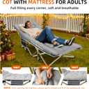 Fragess Portable Camping Cot, 600LBS Max Load, Extra Wide with Thick Mattress, Folding Cot for Outdoor Camping/Office, Home Nap (Grey)