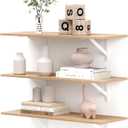 Floating Shelves for Wall, 26.3'' x 7.8'' Inch Hanging Shelf for Storage and Room Decoration, PVC Wall Shelves with Base for Bedroom, Living Room, Bathroom, Kitchen, (Set of 3, Oak)