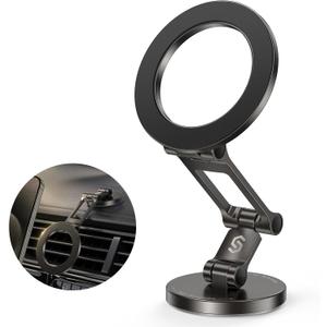Syncwire Fits MagSafe Car Mount for Car Dash&Tesla Screen[All-Metal] Magnetic Phone Holder, [Flexible Three-axis]360° Rotation Car Mount Strong Magnets Car Phone Holder for iPhone 17 16 15 14 Pro Max