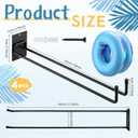 4 Pcs Metal Pool Float Storage Holder, 17.3 Inch Heavy Duty Wall Mount Pool Float Organizer Storage Rack with Hangers for Swimming Ring, Towel, Tools & More Indoor Outdoor