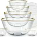 COOK WITH COLOR 12 Pc Glass Mixing Bowl Set with Lids  Borosilicate Glass Nesting Bowls for Cooking, Baking and Meal Prep, Gold Rim