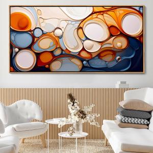 Abstract Wall Art - Modern Colorful Framed Canvas Wall Art for Living Room,Office - Large Decorative Artwork for Bedroom, Aesthetic Room Decor, Oil Painting (48L" x 24W", orange)