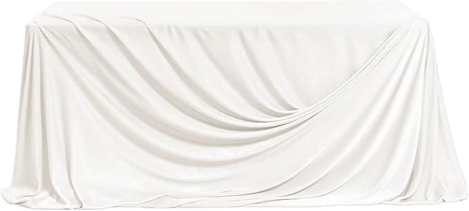 Ling's moment White Velvet-Like Tablecloth 9Ft x 11Ft Table Cloth