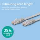 2 x Philips Cat6 Ethernet Cable, Extra Long 25 Ft Cord, 10 Gbps, 250Mhz, Gold Plated RJ45M Connector, for Computer, Game Console, Cable/DSL Modem, Network Switch, Streaming Device, Gray, SWR3683GR/37