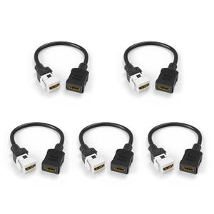VCE 5-Pack HDMI Keystone Jack, Female to Female HDMI Pigtail Cable 4K HDMI2.0 Keystone Coupler for Keystone Wall Plate, Mounted TV, 6 Inch