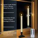 Homemory 6 Pcs Window Candles with Remote Timer Dimmer, Christmas Candles for Window Battery Operated, Ivory Flameless Taper Candle with Holders and Suctions, LED Candlesticks for Xmas Holiday Decor