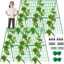 2 Packs 48" x 48" Foldable Cucumber Trellis for Raised Bed- A-Frame Garden Trellis for Climbing Plant Outdoor with Climbing Net & Plant Support Clip for Outdoor Plants Zucchini Vegetables Flowers