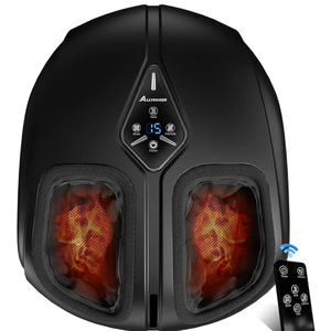 ALLYOUGER Shiatsu Foot Massager with Heat,Vibration,Air Compression and Deep Kneading for Plantar Fasciitis, Neuropathy,Improve Foot Wellness,Gifts for Women & Men（Black）