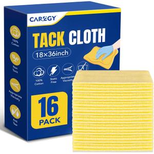 CAREGY 16Pcs Tack Cloth for Removing Dust from Woodworking, Sanding Particles, Clean & Polish, Ideal for Woodworking & Painting,Wax and Silicone Free, 18 x 36 Inches Dust Cloths