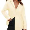 siliteelon Button Down Shirts Women Striped Long Sleeve Oversized Blouses (Beige, L)