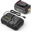 6.0Ah 20V Lithium Ion Battery and Charger Combo for Dewalt Compatible with Dewalt Batteries DCB205 DCB206 DCB207 DCB204 DCB201 DCB200 DCD DCF DCG Series Cordless Power Tools (1 Battery and 1 Charger)