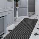 FREADEM Runner Rugs 2' x 6' Indoor Outdoor Carpet Runner, Area Rugs with Anti-Slip Rubber Backing for Aisle Hallway Balcony Garage Entryway Stair, Grey Checkered