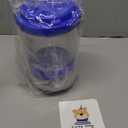 3-Pack Airtight Dog Treat Container Set - Clear Plastic Pet Food Storage Canisters for Kitchen Counter Pantry Organization - Small Stackable Jars for Cat Snacks, Bird Hamster Food, Blue Lids