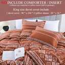 Quilta Boho Duvet Cover King Size - 100% Cotton Red King Duvet Cover Set Bohemian 3 Pieces Soft Comforter Set with Zipper Closure 8 Corner Ties for All Seasons, Burnt Orange/White ((104"x90") King)