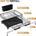 Laveshop Dish Drying Rack - Expandable Rack, Large Capacity Dish Drainer for Kitchen Counter, Rust-Proof with Utensil Holder, Black