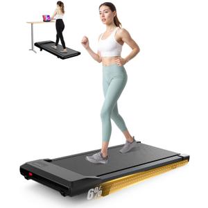 Superun Walking Pad with 6% Incline, Under Desk Treadmill for Home Office, LED Display, 2.5 HP Quiet Walking Jogging MachineWalking pad Treadmill with APP and Remote Control, 300 lbs Capacity (Black)