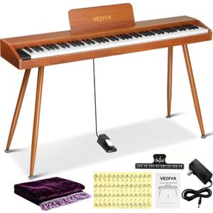Digital Piano Keyboard 88 Key Semi-Weighted Full Size Electric Piano, 4 leg Stand