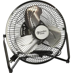 Comfort Zone 9 inch Cradle Fan, 3 Speed Floor or Table Fan with180 Degree Tilt, Metal Construction and Aluminum Blades, Carry Handle, Rubber Feet, Ideal for Bedroom, Workshop, or Garage, Black