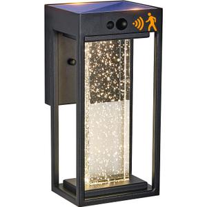 Oil Rubbed Bronze Solar Outdoor Wall Lights with 3 Modes Motion Sensor Crystal Exterior Sconces with 4000K 250LM LED Outside Coach Light for House Front Door Waterproof Dusk to Dawn Solar Porch Light