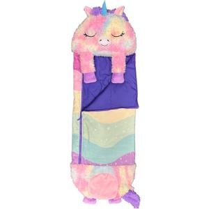 Happy Nappers 2-in-1 Pillow & Sleepy Sack Dreamy the Unicorn 54x20 Medium | Plush animal opens into a cozy sleeping bag for kids age 3+. 54 x 20 inch soft play character for travel and sleepovers