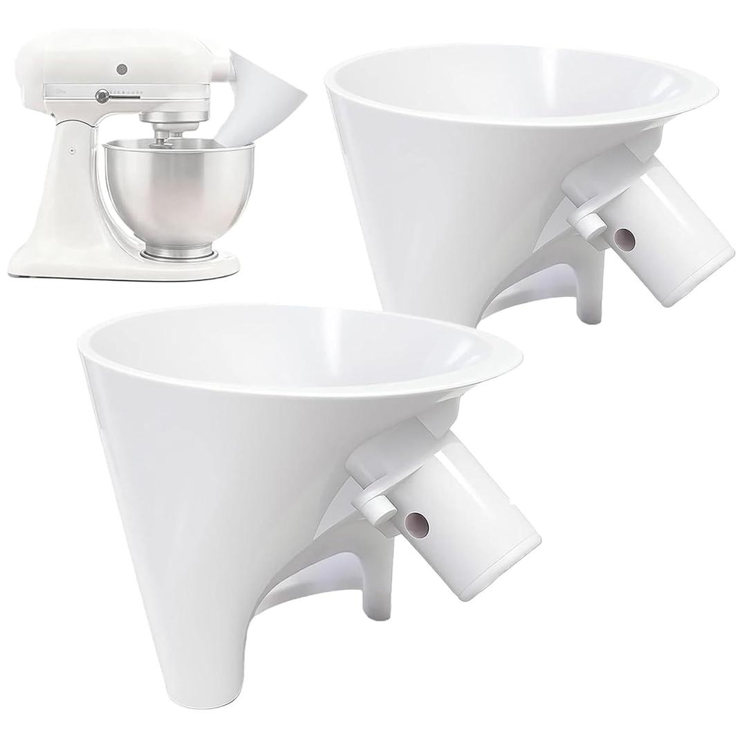 2-PCS - KitchenAid Mixer Flour Funnel, for KitchenAid Artisan KSM150 4.5-5 Quart Tilt-Head Stand Mixer—Spill-Proof, Easy-Pour Funnel
