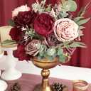 Floroom Burgundy Mauve Artificial Flowers Marsala Fake Roses Peonies and Greenery Combo Box Set for DIY Dark Red Wedding Bouquets Bridal Shower Centerpieces Floral Arrangements Party Tables Decoration