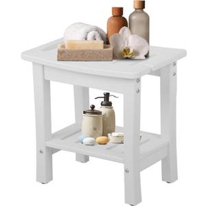 HDPE Waterproof Shower Bench,Shower Seats for Adults Shaving Legs,Shower Stool for Inside Shower 300 Lbs Capacity (White, 16.5 * 11.8 * 16.3)