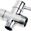 Shower Diverter Valve Replacement, 3 Way T-Adapter Shut-Off Valve for Shower Head Arm Diverter, Round G3/4 Female Inlet x G1/2 & G3/4 Outlet