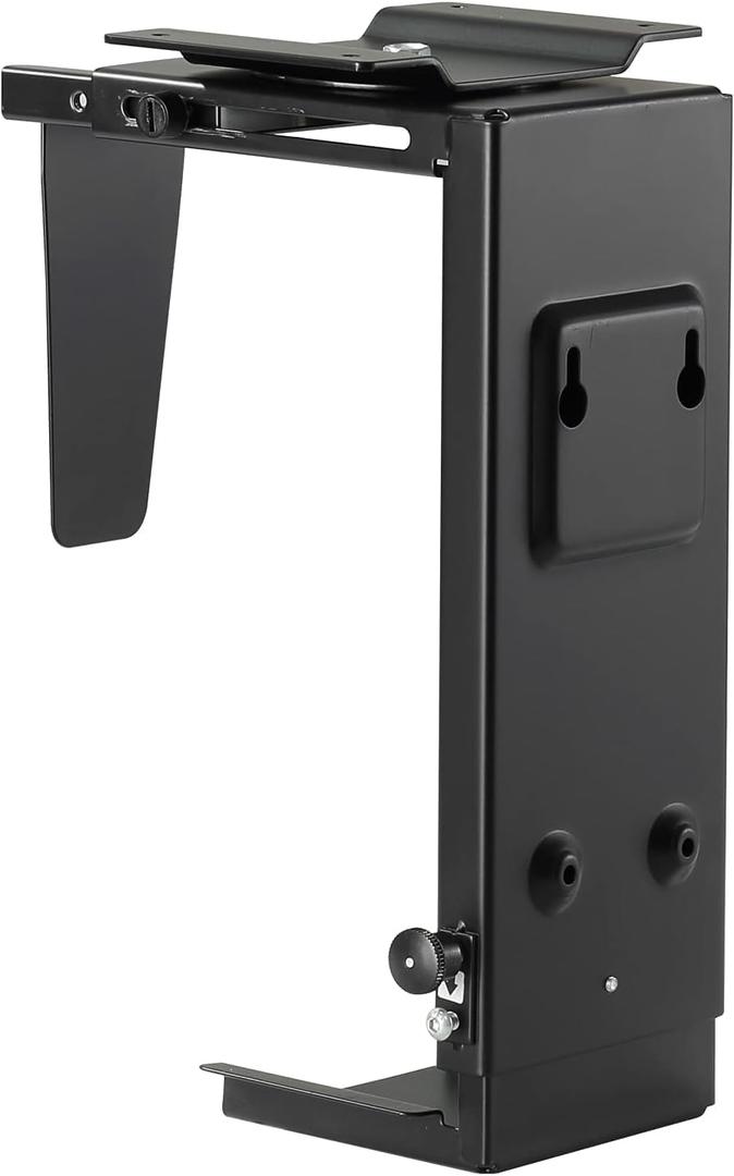 Pholiten Under Desk CPU Mount, Universal PC Wall Mount, 3.94 to 11.61 Inch Wide Computer Case CPU Hanger Holder, Adjustable 360 Swivel, Secure Lock, Max Load 44Lbs