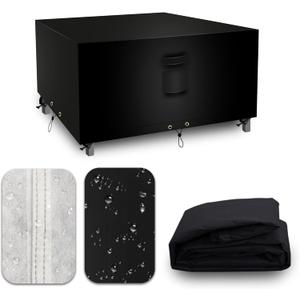 Square Heavy Duty Patio Table Covers Waterproof, 600D Outdoor Dining Table and Chair Set Covers, Outdoor Furniture Cover Waterproof for Sectional Sofa Couch 42''L x 42''W x 28''H, Black