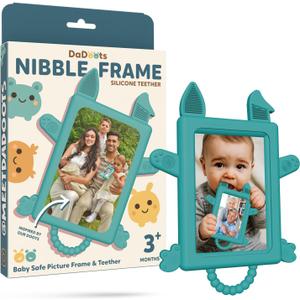 Nibble Frame: BPA-Free Silicone Teething Toy & Picture Frame - Safe & Soft Relief for Infants, Toddlers & Kids - Anti-Shatter Acrylic Mirror, Sensory Stimulation - Ideal Baby Shower or Birthday Gift