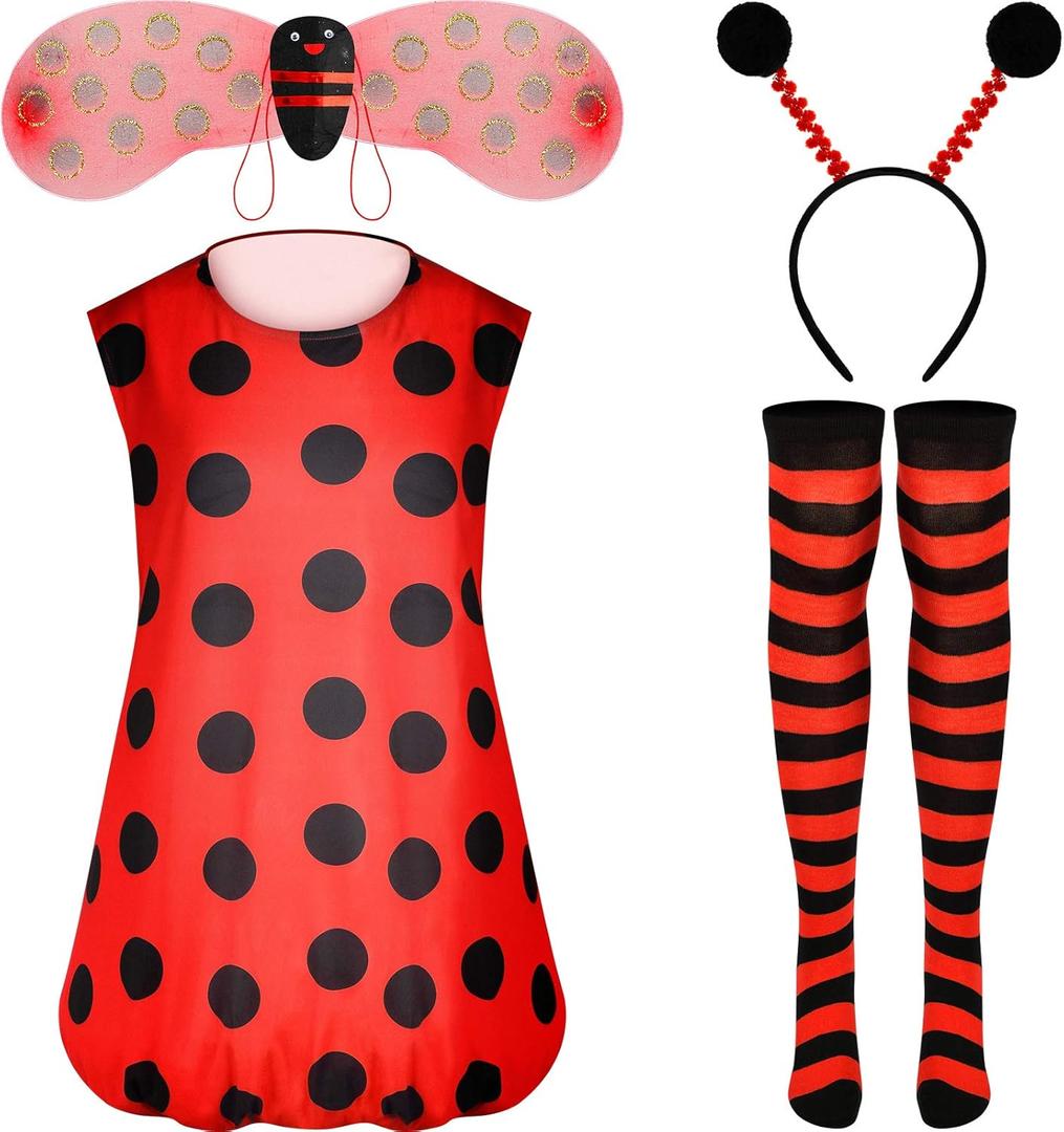 Geyoga Ladybug Costume Women Set Lady Bug Costumes for Women Adult Cosplay Accessories (3X-Large)