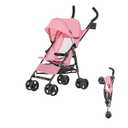 Rover Convenience Baby Stroller – Lightweight & Compact Travel Umbrella Stroller, Quick One-Hand Fold, Lockable Rear Wheels, Adjustable Canopy, 3-Point Safety Harness & Cup Holder - Pink
