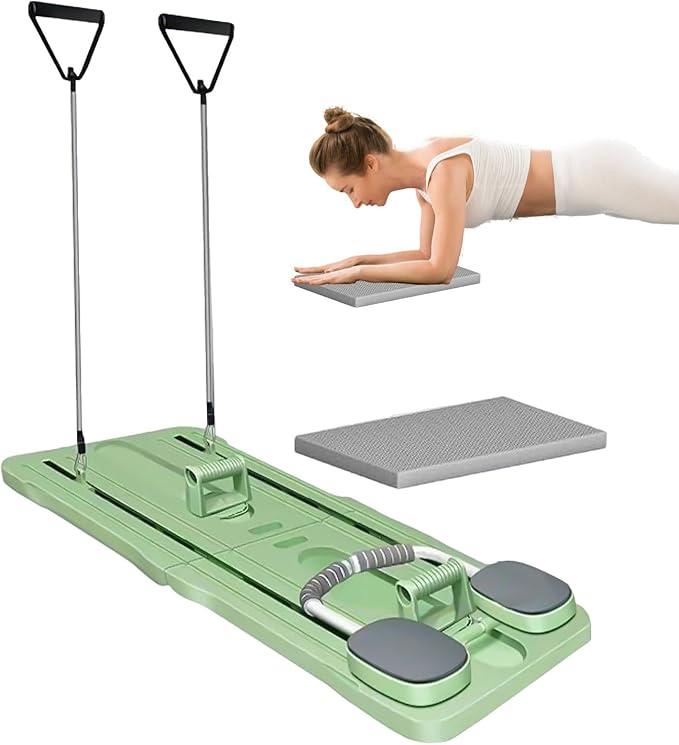 FBJAMZ Pilates Board Pilates Reformer Set Pilates Reformer Board for Workout Equipment At Home Plank Trainer Pilates Machine with Timer (Green)