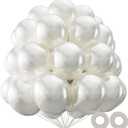 KAWKALSH Pearl White Balloon 110pcs, 12 Inch Thickened Latex Party Balloons Helium Bright Color for Birthday Baby Shower Wedding Party Supplies Arch Garland Decoration