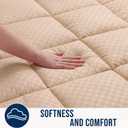 OLANLY Twin Quilted Fitted Mattress Pad, Elastic Fitted Mattress Topper, Cooling Soft Mattress Cover Stretches up to 21 Inches Deep, Machine Washable Mattress Protector (39x75 inch, Beige)