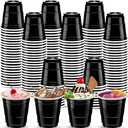 cssopenss 120 pcs Black Shot Cups black Plastic Shot Glasses 2 oz Halloween shot glasses disposable for drinking Tastings served Snacks Jello Tastings and Samples