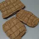 Huhumy 3 Pcs Puffy Makeup Bag Quilted Cosmetic Pouch for Women Cute Checkered Travel Toiletry Bag Puffer Makeup Organizer Purse Pouch Preppy Pencil Case with Zipper (Brown)