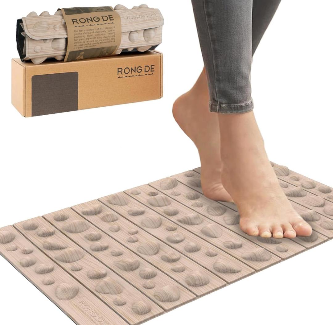 iLivin Portable Foot Massager Mat, Acupressure Mat for Feet, Reduce Plantar Tension Promote Blood Circulation, Small Reflexology Mat for Long Sitting, Anti Fatigue Office Standing Desk Mat