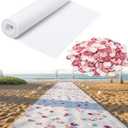 Boao 600 Pcs Silk Rose Petals with 3.3 x 65.6 ft White Carpet Floor Runner Artificial Pink Rose Petals and White Aisle Runner Carpet Rug for Wedding Christmas Anniversary Party Decorations