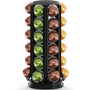 Deco Brothers VertuoLine Pod Holder, 360 Turntable Rotating Pod Carousel Organizer for Nespresso Vertuo Pods, Black