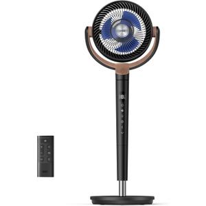 Dreo Fan for Bedroom, 120+120Omni-directional Oscillating Fan, DC Motor, 20 dB Quiet Standing Pedestal Fans, 90ft, 8 Speeds, 3 Modes Circulator with Remote, 35-40"Adjustable Height, 8H Timer, Black