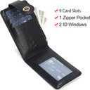 FOXLOVER Women's RFID Slim Card Holder Wallet: Thin Bifold with Multi-Card Case & Zipper Coin Pocket Purse(Black)